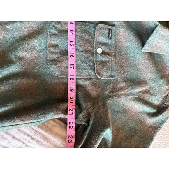 Brixton Bowery Standard Fit Plaid Flannel Button-Up Shirt Green Brown L - Picture 7 of 10